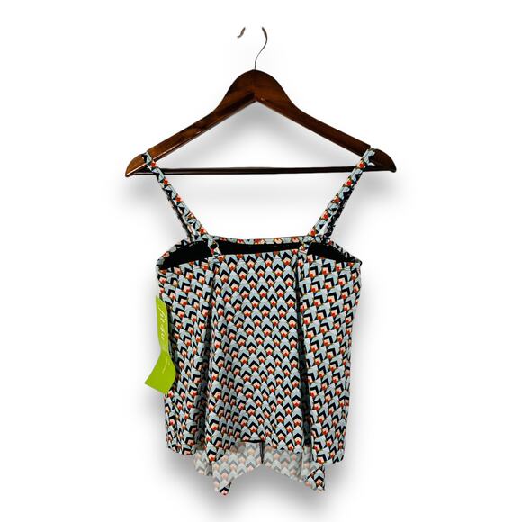 Fit 4 U Tankini Top Geo Print Handkerchief Swim Boho Coastal Chic Tummy Control - Picture 3 of 9